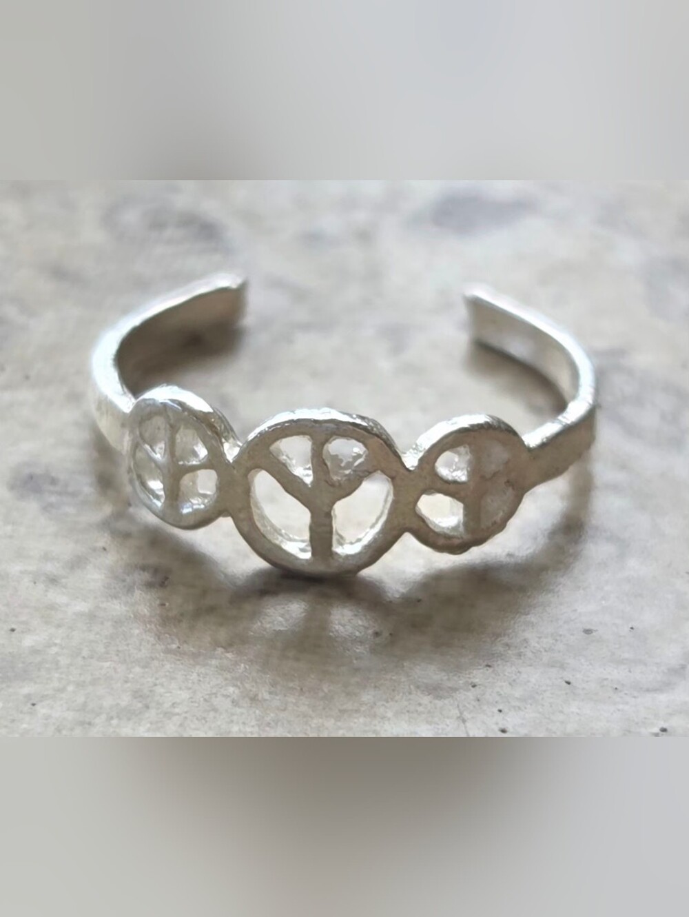 VTG 90s Sterling Silver 925 Triple Peace Sign Adjustable Toe Ring Mint.